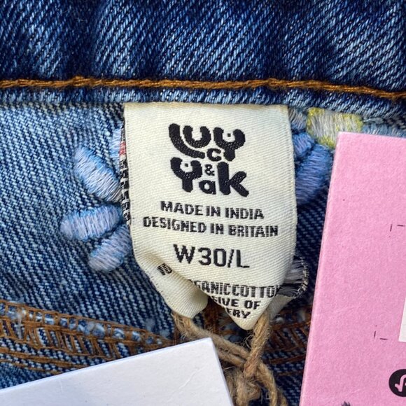 NWT Lucy & Yak Women's Daisy-Mae Embroidered Floral Jeans Size 30L Hippie Boho - Picture 9 of 10